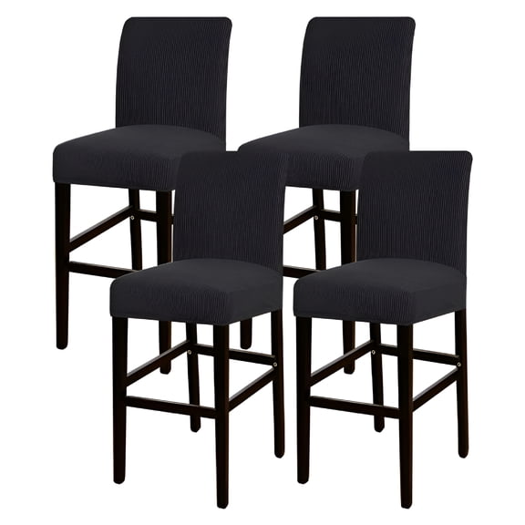 AUQ Bar Stool Covers,Non-Slip Counter Height Chair Protectors with Elastic Bottom,High Stretch Fabric for Restaurant and Event Use,Set of 4 in Black