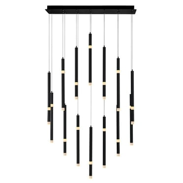 CWI Lighting Flute 14 Light Contemporary Metal LED Chandelier in Black