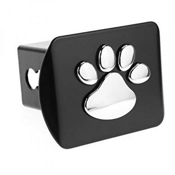 Bear Dog Animal Paw Foot 3D Emblem Trailer Hitch Cover Fits 2 Receivers (Chrome on Black)