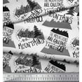 thumbnail image 3 of Soimoi White Poly Georgette Fabric Mountains & Text Print Fabric by the Yard 42 Inch Wide, 3 of 5