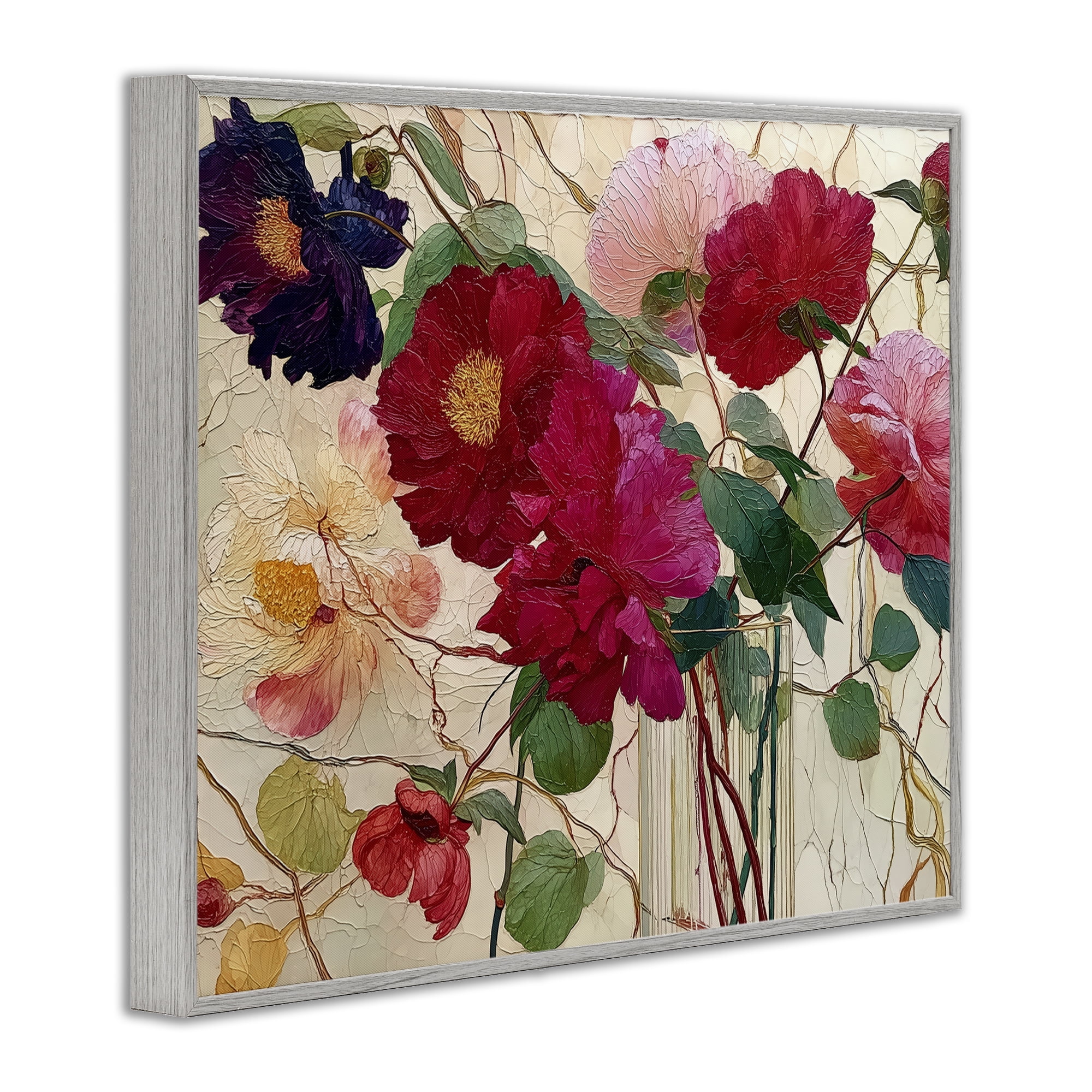 Haiku Flower Vase Gray Framed Giclee Art, design by Annabelle Hall