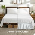 thumbnail image 4 of Bare Home Adjustable Wrap Around Bed Skirt - 15 Inch Drop - Easy Fit - Ruffle Pleats - Queen, White, 4 of 6
