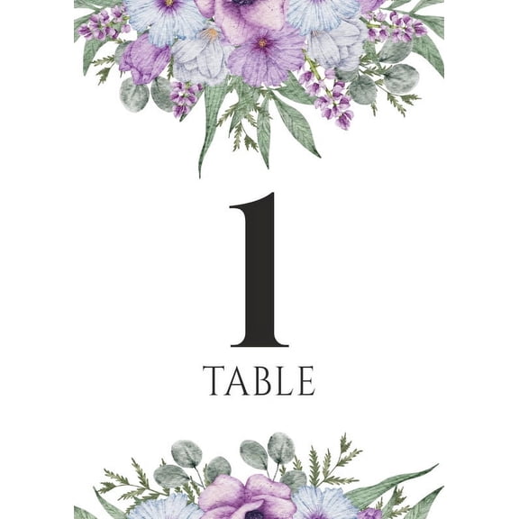 Purple Flower Design Table Number Cards Double Sided Party Table Numbers for Reception Baby Shower Anniversary Birthday Bridal Party 4x6 25 Pcs