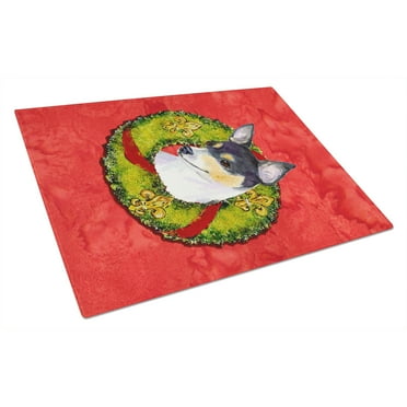 Caroline's Treasures Fox Terrier Glass Cutting Board Large