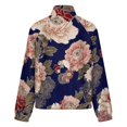 thumbnail image 6 of Jackets for Women Winter Coat Jackets Flannel Stand Collar Jacket(Navy Floral Gold Accents,Size:S-4XL), 6 of 7