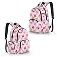 thumbnail image 2 of SEANATIVE Kids School Backpack Large Capacity School Bag Bookbag Rucksack with Front Pocket & Side Pockets, Adjustable Padded Straps for Boys Girls Teens, Butterfly Pink, 2 of 7