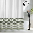thumbnail image 2 of Sage Green Striped Waterproof Shower Curtain, Large 72"x78" Washable Polyester Fabric Shower Curtains for Bathroom, Modern Farmhouse Stripes Decorative Bathtub Curtain Sets with Hooks, 2 of 9