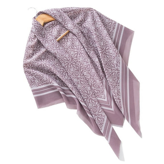 Flower Print Hijab Laser Cut Edge Headscarf Premium Cotton Voile Soft Fashion Square Scarf