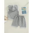 thumbnail image 4 of Bagilaanoe Newborn Baby Boy 2 Pieces Outfits Patchwork Hooded Sleeveless Tank Tops + Shorts 0-3 Years Summer Set, 4 of 8