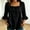 Black, variant on Dressy Casual Tops for Women 3/4 Sleeve Loose Blouses Square Neck Going Out Bow Tie Lightweight Shirt White