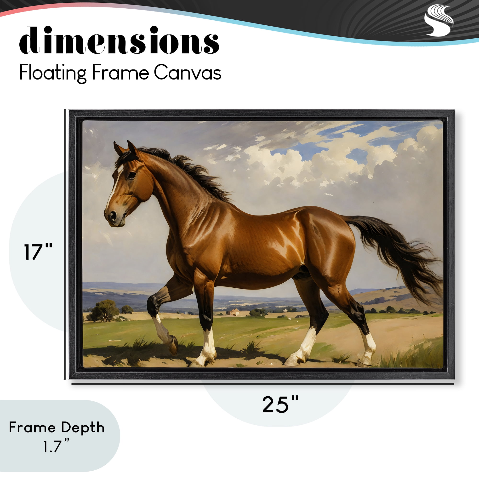 Stupell Industries Trotting Horse in Field Black Framed Floater Canvas Wall Art, design by Creative Studio