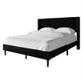 thumbnail image 3 of Castle Place Modern Wingback Corduroy Velvet Upholstered Twin Platform Bed, Black, 3 of 11