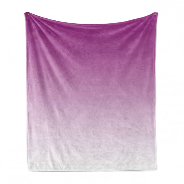 Ombre Soft Flannel Fleece Throw Blanket, Romantic Violet Flowers Inspired Contour Style Modern Digital Design Art Print, Cozy Plush for Indoor and Outdoor Use, 50" x 60", Violet Purple, by Ambesonne