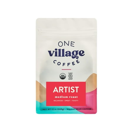Local One Village Coffee Artist, Medium Roast, Whole Bean Coffee, 12oz, Naturally Caffeinated