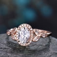 thumbnail image 4 of HeartsAndYou 1.7ct Oval Cut Moissanite Leaf Design Halo Engagement Ring for Women 18k Rose Gold over Silver, 4 of 6
