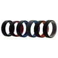 thumbnail image 1 of Juego de anillos de boda de silicona con líneas de 2 capas - Multicolor de ROQ para hombres - Anillo de 6 x 15 mm, 1 of 1