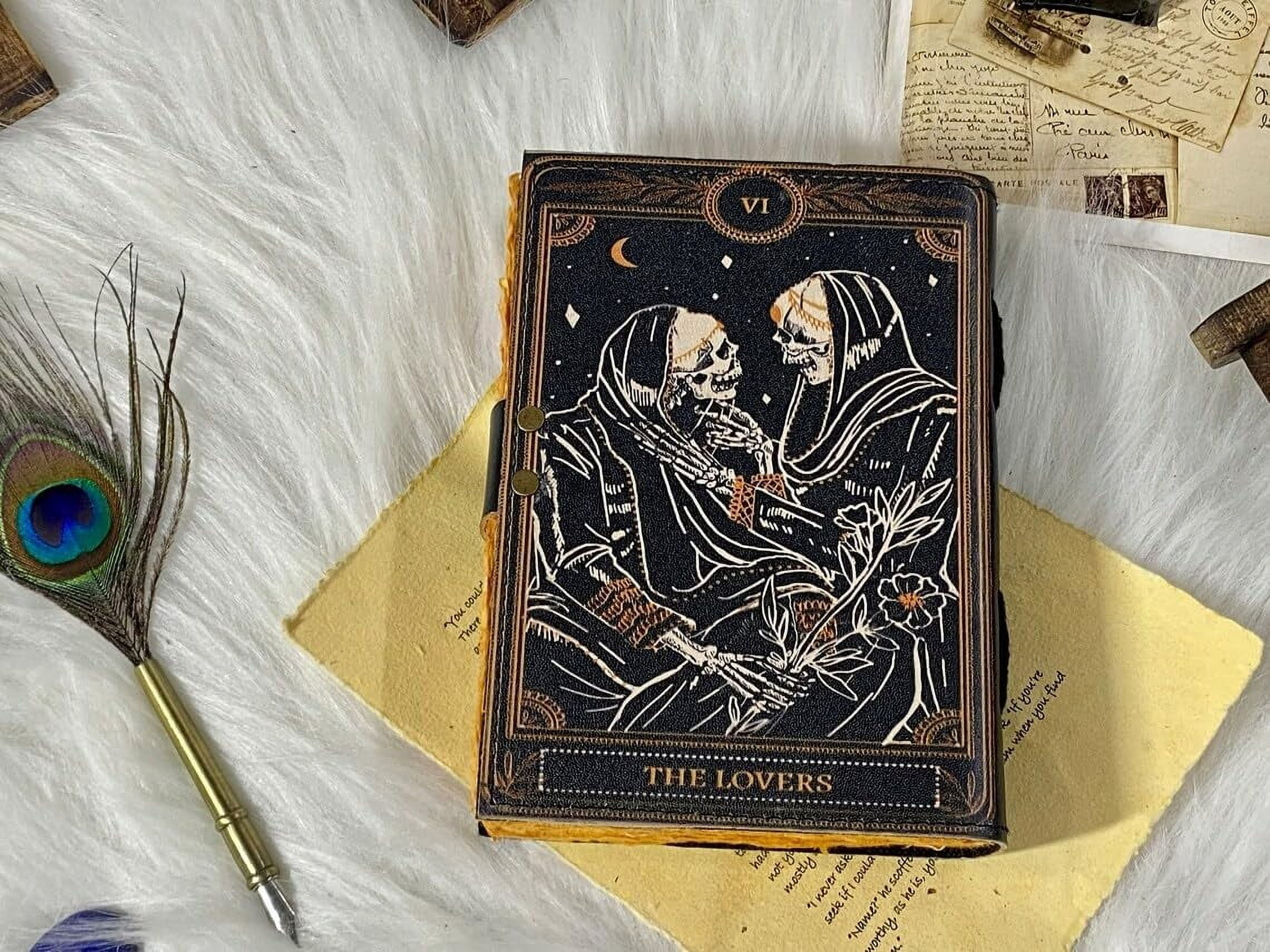 Gothic Grimoire Journal - Vintage LOVE Tarot Gifts And Wiccan Gifts, Spooky Gifts And Witchy Journal For Men And Women, Leather-Bound Reading Journals Reading Book Journal For Book Lovers