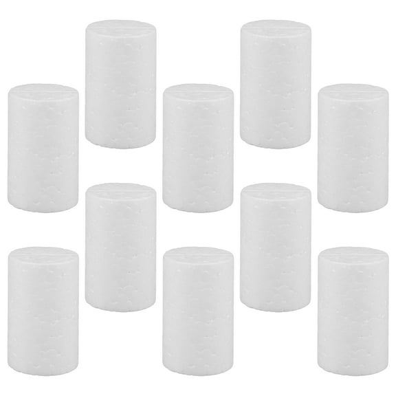 UPOUART 10-Pack White Cylindrical Foam Cylinders 3.9 x 1.6 x 1.6 Inches for Crafts, Model Making, and Projects