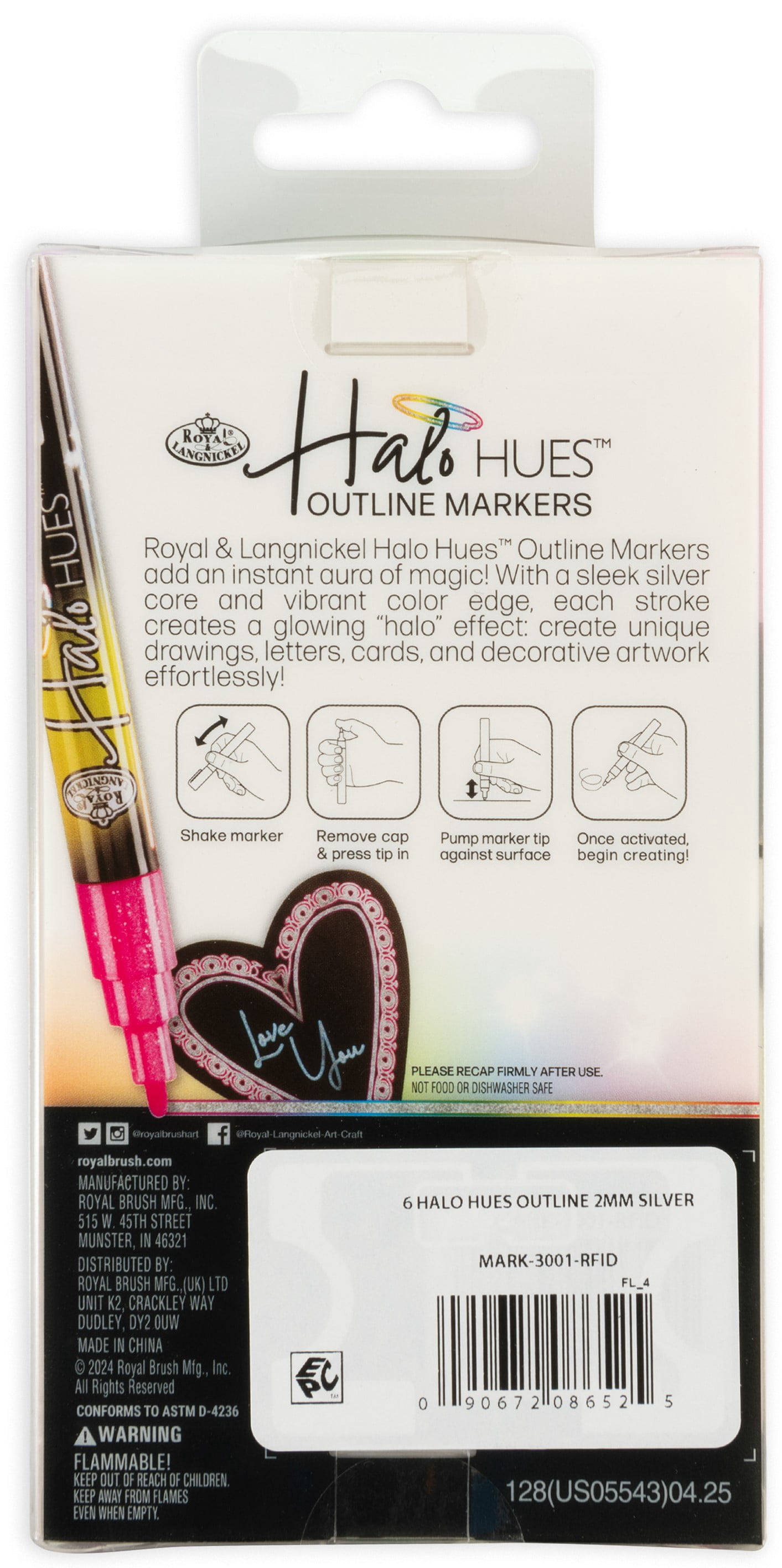 Royal & Langnickel - 6pc 2MM Outline Marker Set, Halo Hues