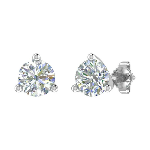 1 Carat 3-Prong Set Diamond Stud Earrings in 14K White Gold