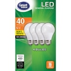 Great Value LED Ligh Bulbs 5W, 40W Equivalent, Soft White, 4-Pack