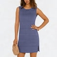 thumbnail image 3 of VBVC Women's Dressy Sleeveless Mini Dress,Ladies Solid Side Slit T-Shirt Dress,Business Slim Dress For Women,Blue,S-2XL, 3 of 7
