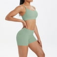 thumbnail image 6 of HAPIMO Women's Workout Sets Casual Comfy Trasuits Slim Fitted Crop Tops High Waisted Tummy Control Spandex Booty Volleyball Shorts for Yoga Dance Green M, 6 of 9