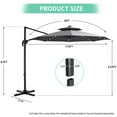 thumbnail image 6 of Autlaycil 10 FT Aluminum Offset Outdoor Cantilever Umbrella with 35 Solar Lights, and 360-degree Rotation, 2-Tier Patio Umbrella - Grey, 6 of 6