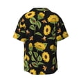 thumbnail image 4 of Balery Bees and Sunflowers Men's Casual Button Down Shirt Short Sleeve Textured Summer Cuban Beach Shirts-4X-Large, 4 of 7