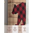 thumbnail image 5 of Red Check Bear Sheer Curtains 2 Panels Set Abstract Animal Silhouette Retro Wood Grain Sheer Window Curtains Light Filtering Rod Pocket Voile Drapes for Bedroom Living Room 52"x45", 5 of 8