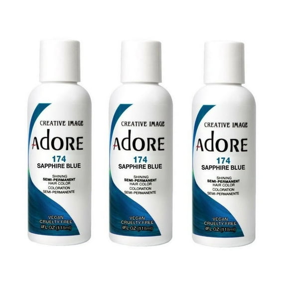 [3 PACK] Creative Images Systems Adore Semi-Permanent Hair Color [#174 SAPHIRE BLUE] * BEAUTY TALK LA *