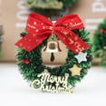thumbnail image 6 of Mini Pentagram Christmas Wreath Ornament, 2.5 Inch Green Rattan-Style Decoration with Bow - Small Hanging Decor for Tree & Gifts Green, 6 of 6