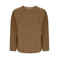 thumbnail image 6 of Womens's Waffle Knit Long Sleeve Tops Lightweight Base Sweaters Crew Neck Solid Color Casual T-shirts (XL, Khaki), 6 of 7