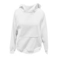 thumbnail image 4 of Fashion Hoodie for Womens Plus Size Pullover Loose Casual Solid Color Round Neck Long Sleeved Sweatshirt, 4 of 6