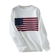 thumbnail image 1 of Tricot à la Mode Automne Hiver pour Femmes Motif Drapeau National Col Rond Manches Longues Décontracté Confortable Chaud, 1 of 3