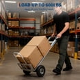 thumbnail image 6 of Heavy Duty Aluminum Hand Truck Dolly – 600 lbs Capacity – Collapsible Platform Cart with Extendable Base – 10" Pneumatic Wheels – Includes 2 Elastic Cords, 6 of 8