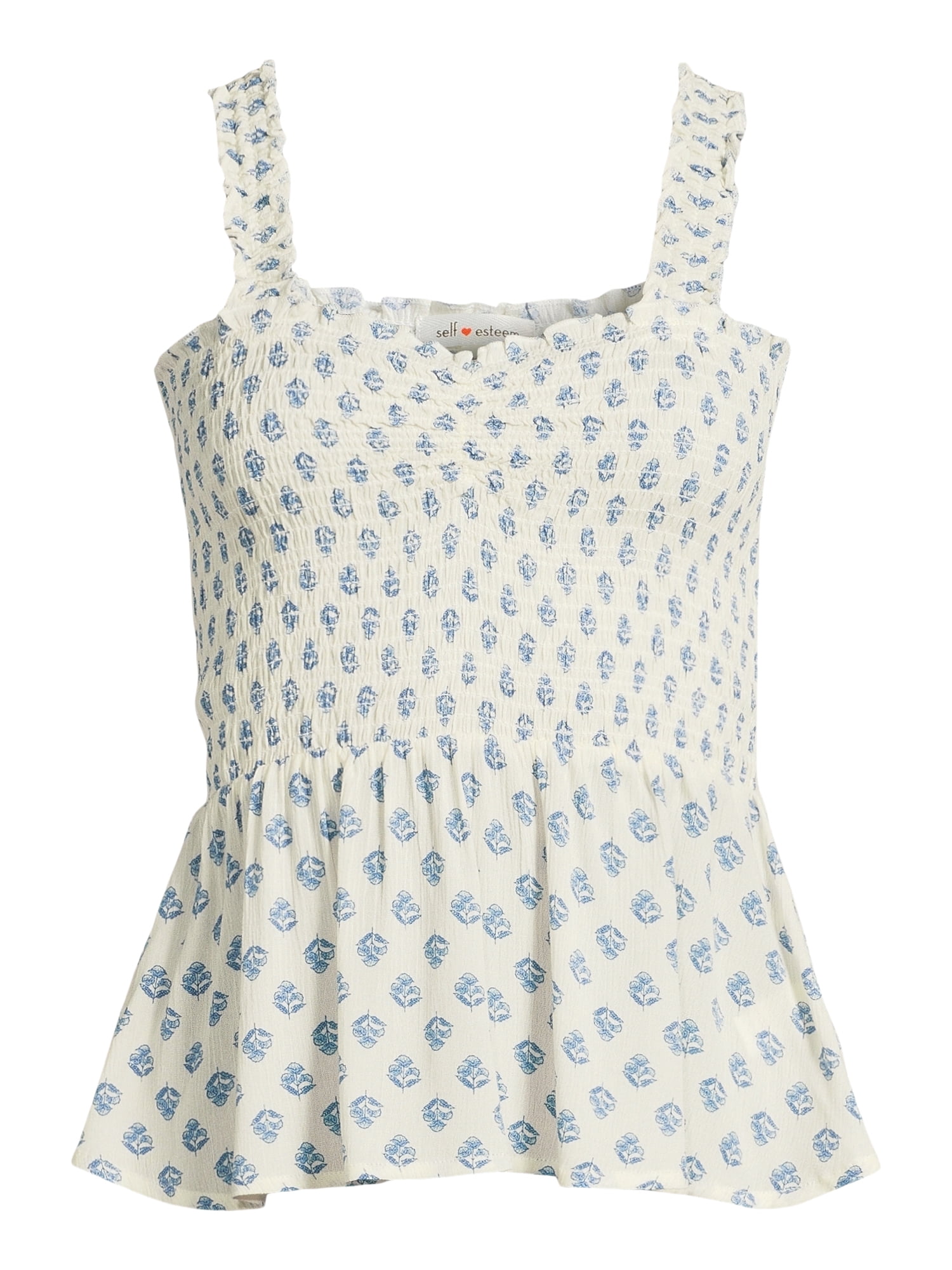 Self Esteem Juniors’ Smocked Peplum Tank Top, Sizes XS-XL