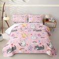 thumbnail image 2 of Erosebridal Kawaii Cat Rainbow Twin Quilt Set,Multicolor Kitten Floral Cloud Twin Coverlet Set For Girls,2 Pieces, 2 of 7