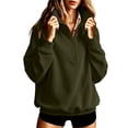 thumbnail image 2 of Hurxie Women's Half Zip Sweatshirts Fleece Stand Collar Long Sleeve Oversized Pullovers with Pockets Army Green,3XL, 2 of 7