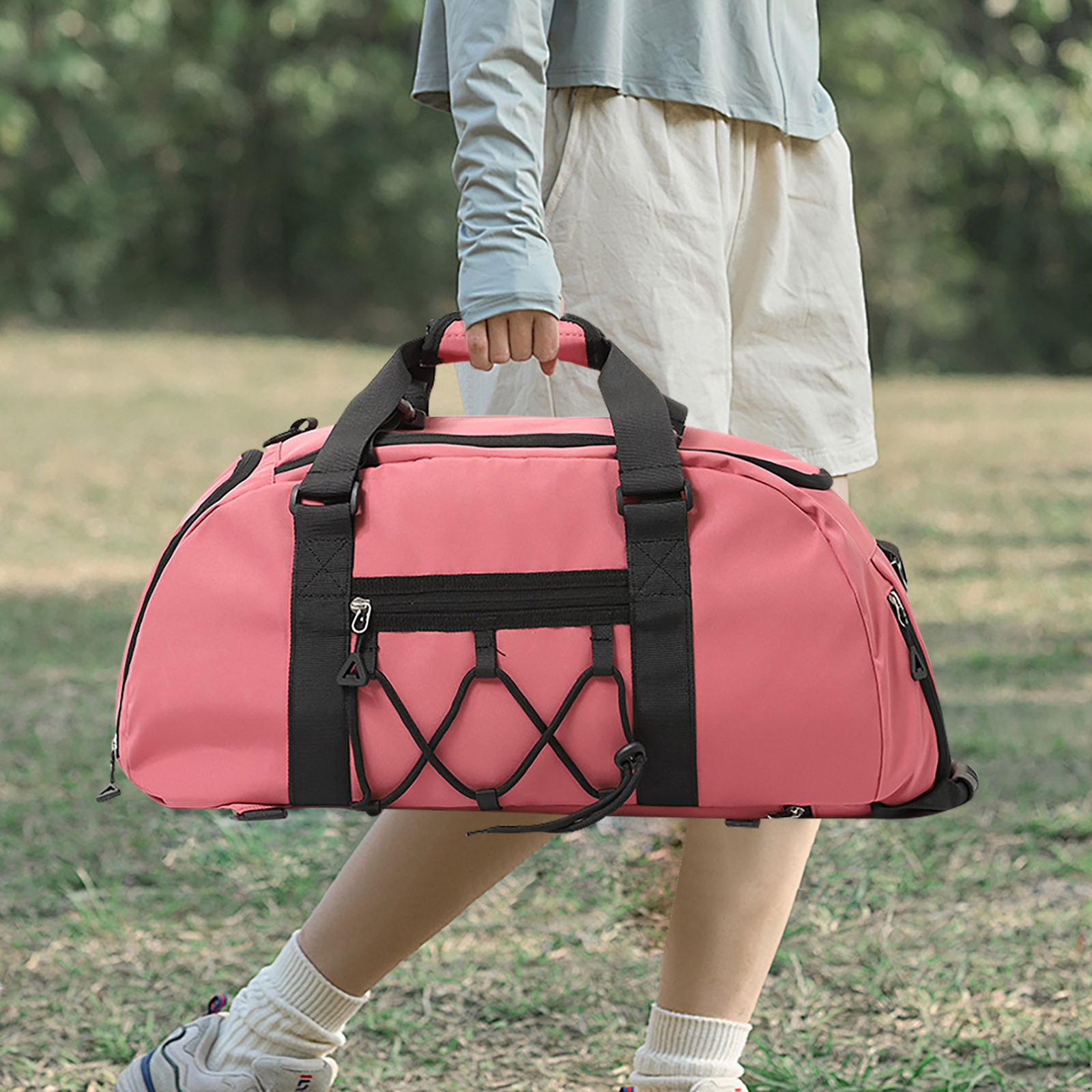 Women's Gym Backpack With Shoe Compartment & Wet Pocket - Large 35L Waterproof Sports Bag (Pink)