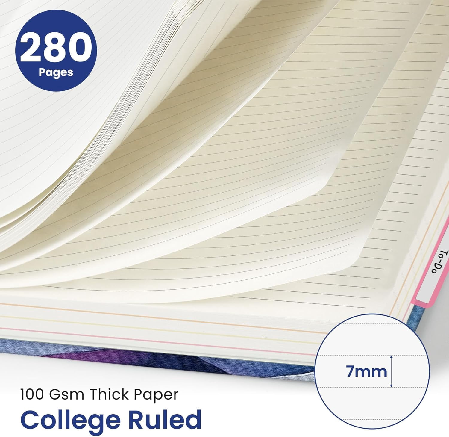 Large Spiral Lined Notebook for Women, 8.5"x11" Hardcover 5-Subject Journal with Removable Dividers & Tabs, 280 Pages, College Ruled, Distant Peaks