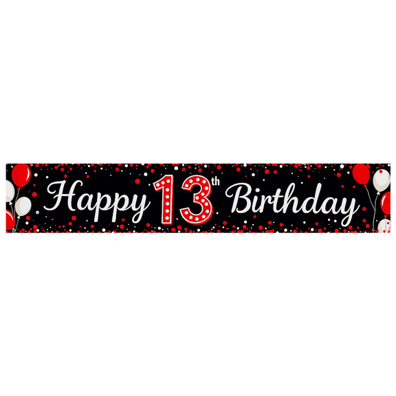 Happy 13th Birthday Balloon Celebration Banner for Birthday Party Backdrop Decorations Photography Props Supplies
