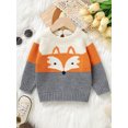 thumbnail image 2 of Bslissey Toddler Baby Boys Girls Knit Sweater Long Sleeve Contrast Color Fox Print Pullover Jumper Tops Infant Cute Knitwear for Casual Daily 6M 9M 12M 18M 24M 3T, 2 of 9