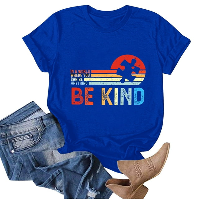 TSADFHJI Hauts de Sport pour Femmes Yoga Mode Décontractée Imprimé Col Rond Manches Courtes T-Shirt TTG Bleu