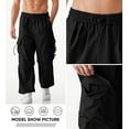 thumbnail image 3 of Men's Casual Parachute Pants Wide Leg Trousers Beam Feet Harem Baggy Cargo Pants for Trendy Street Wear, 3 of 7