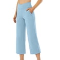 thumbnail image 3 of Capri Work Pants for Women Elastic High Waist Relaxed Fit Flared Workout Yoga Pants Capris with Pockets, 3 of 7