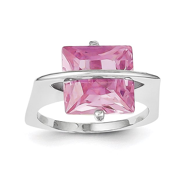 925 Sterling Silver Pink Cubic Zirconia Cz Ring