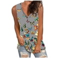thumbnail image 2 of Blusa sin mangas con cuello en V y estampado de mariposas informal a la moda para mujer Pompotops lopia996799, 2 of 6