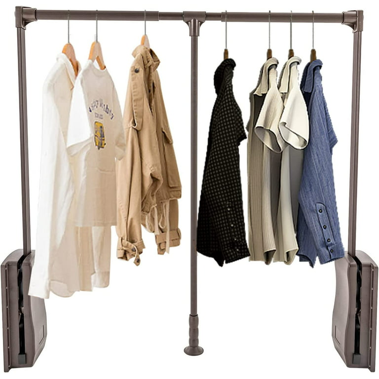 Clothes Rail Retractable Closet Pull Out Rod Hanger Wardrobe