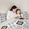 thumbnail image 5 of Manfei Bohemian Aztec Queen Comforter Set for Adult, Grey Tribal Geometric Bedding Sets, Southwestern Reversible Bedding Comforter Set, Lightweight Room Decor, 3pcs, 5 of 8